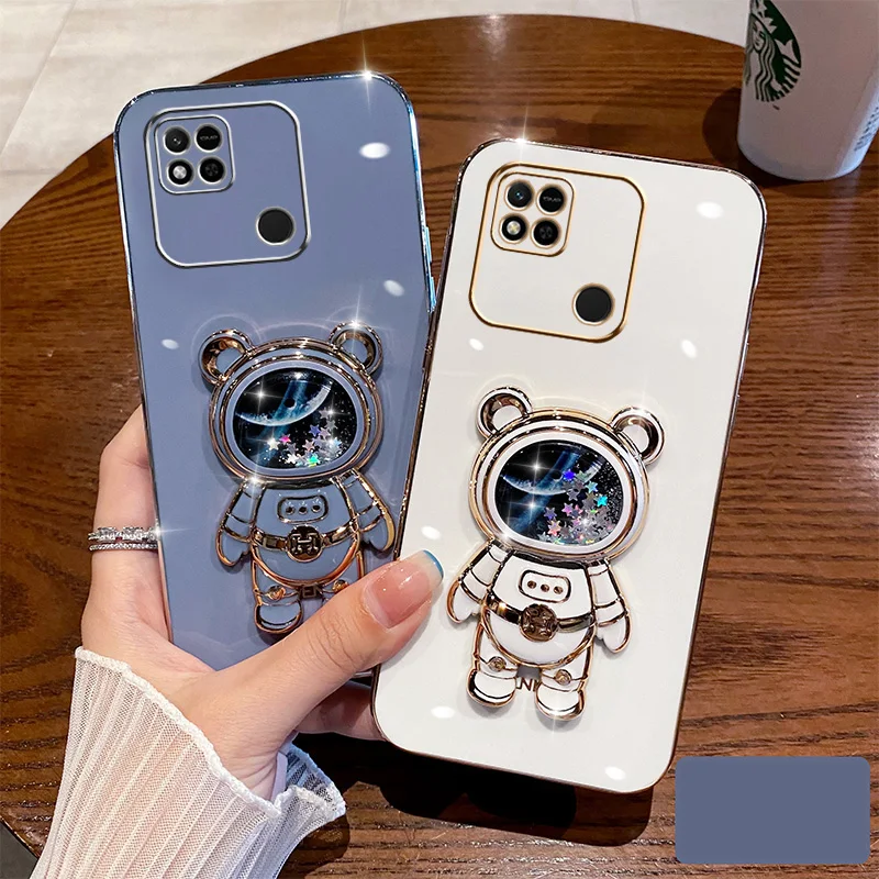 

Quicksand Astronaut Case For Redmi Note 12 11Pro 10S 11S 9S 8T For Redmi A1 10C 10A 9A 9T 9C 10 Note 8 Glitter Bear Stand Cover