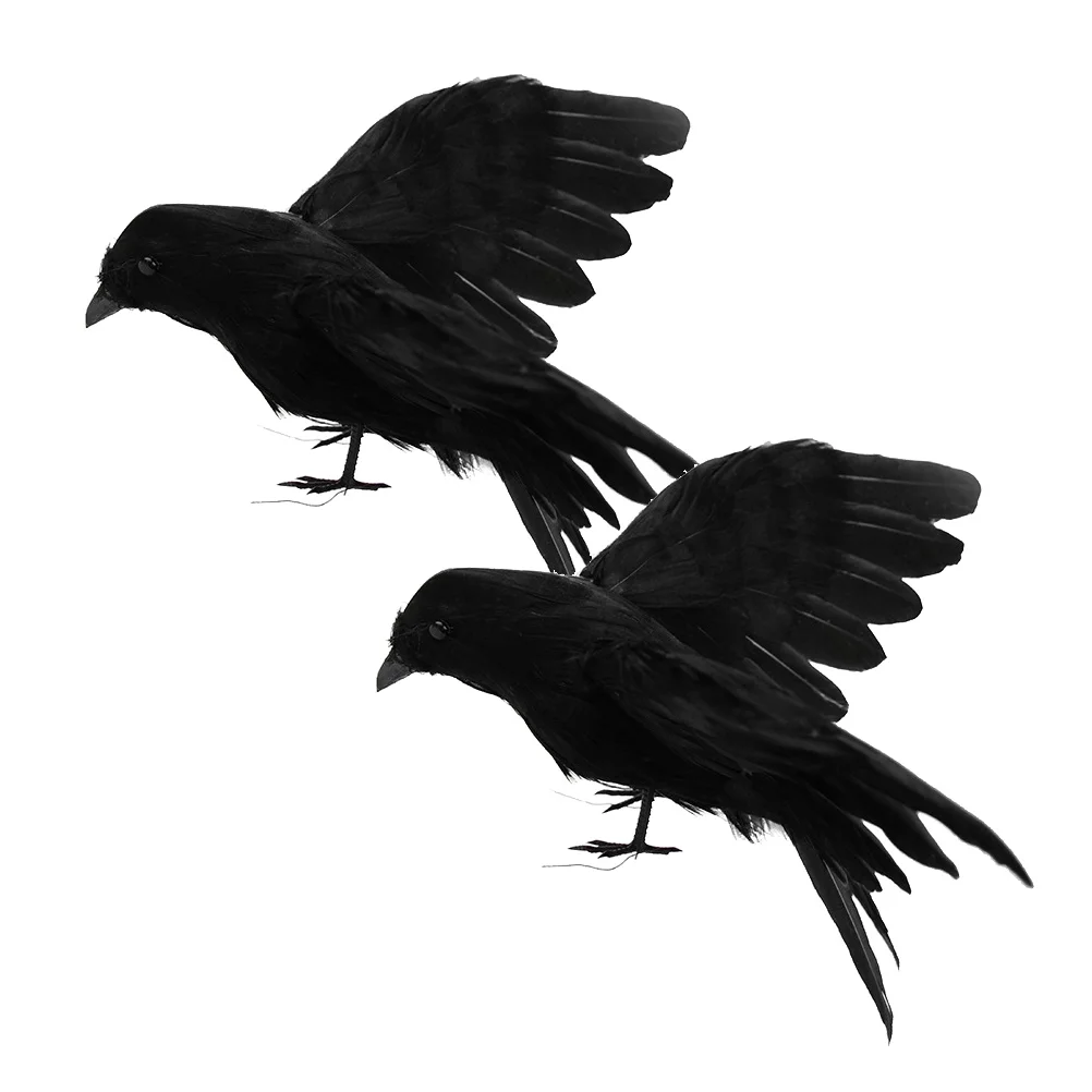 

Crow Birddecor Prop Fake Realistic Stimulated Deskblackbird Decoy Black Decorationcrows Ravens Statue Vivid Birds Dead Stuffed