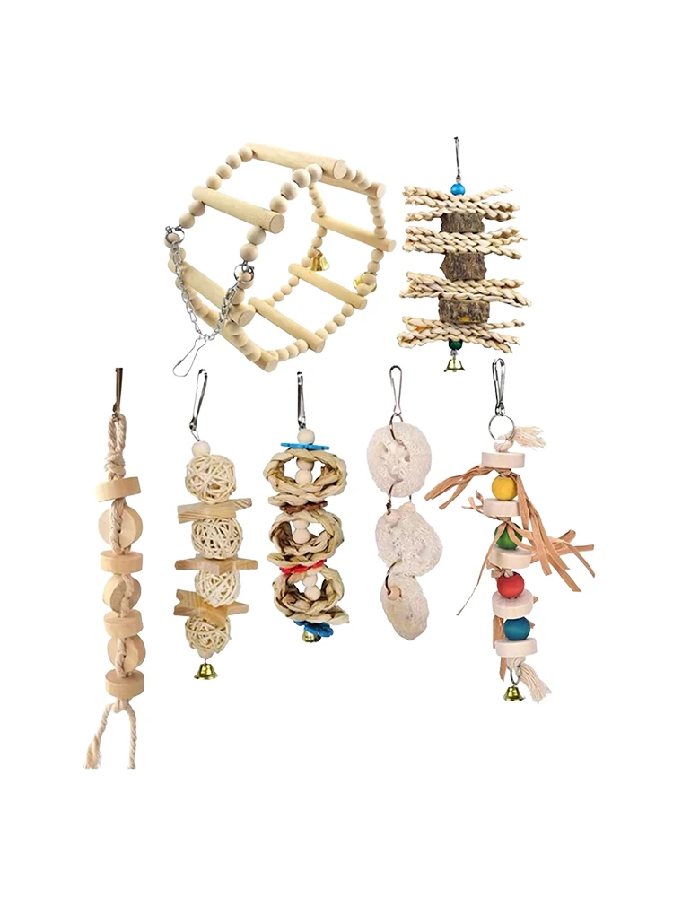 

Bird Chew Toy 7pcs Parrot Chewing Toy 7 Pcs Small Parrot Chewing Toy Kit Perfect Wooden Bird Toy For Small Parrots Conures Love