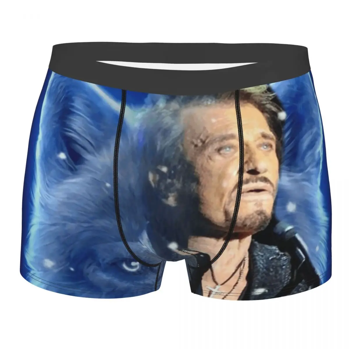 

Men's Boxer Shorts Panties Johnny Hallyday Wolf Soft Underwear Singer French France Male Printed Plus Size Underpants