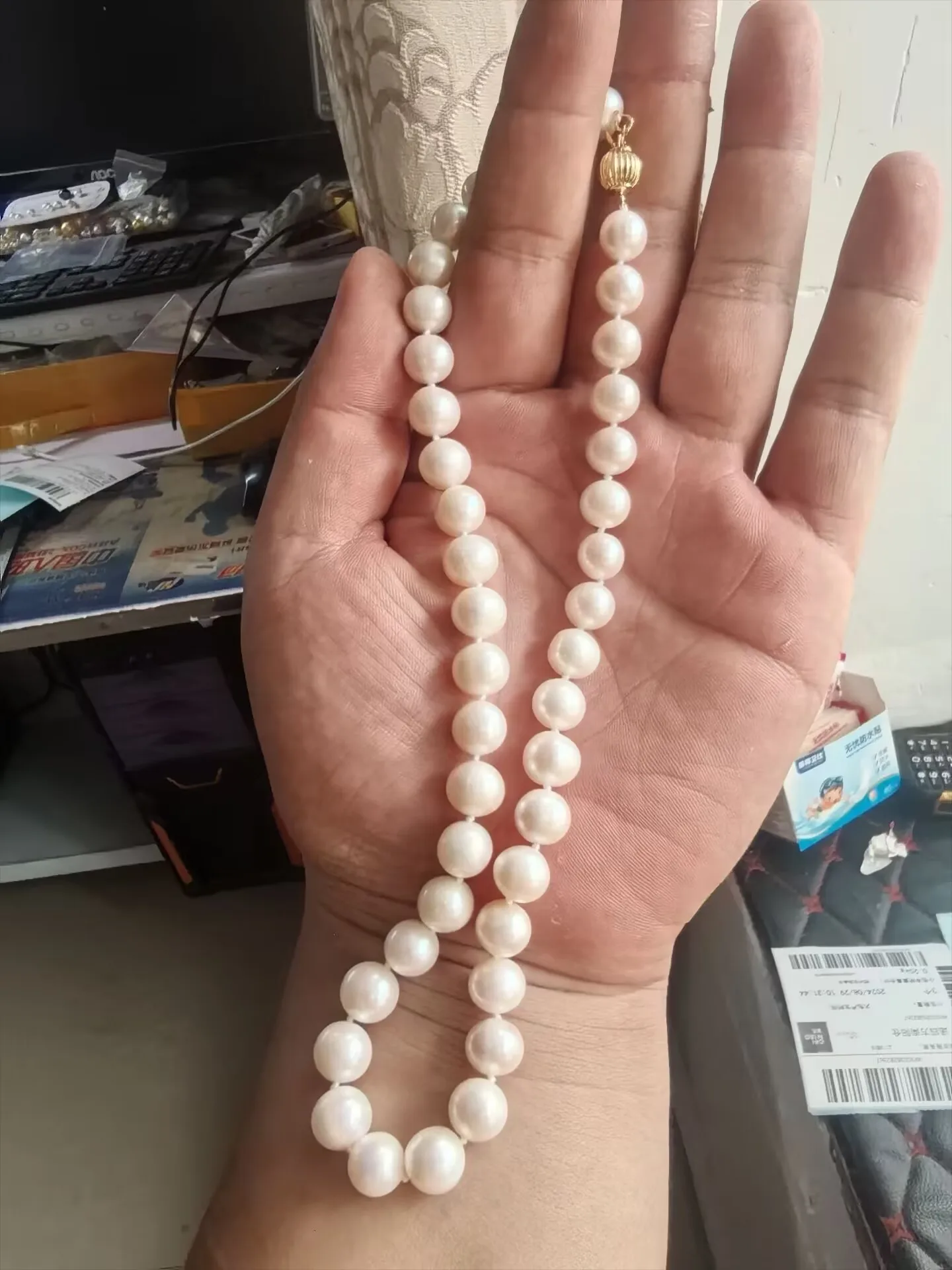 Ожерелье из белого жемчуга 8-9 мм 40/45/50/55/60/70/90/110 см