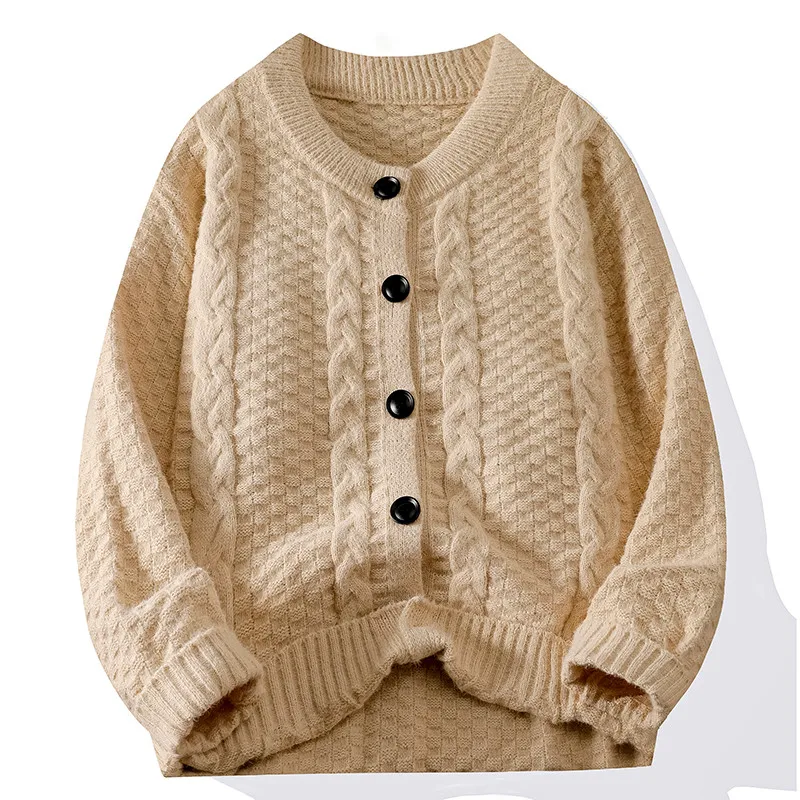 Мужской Кардиган Свитер С Круглым Вырезом Трикотаж Повседневный Свободный Крой