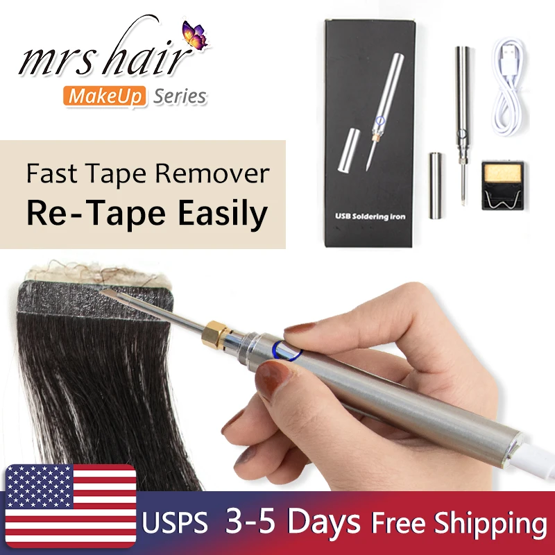 

Electric Tape Remover For Hair Extensions Flat Soldering Tip Salon Tool Tape Remover Pen No Battery 5V 2A Temperature Adjustable