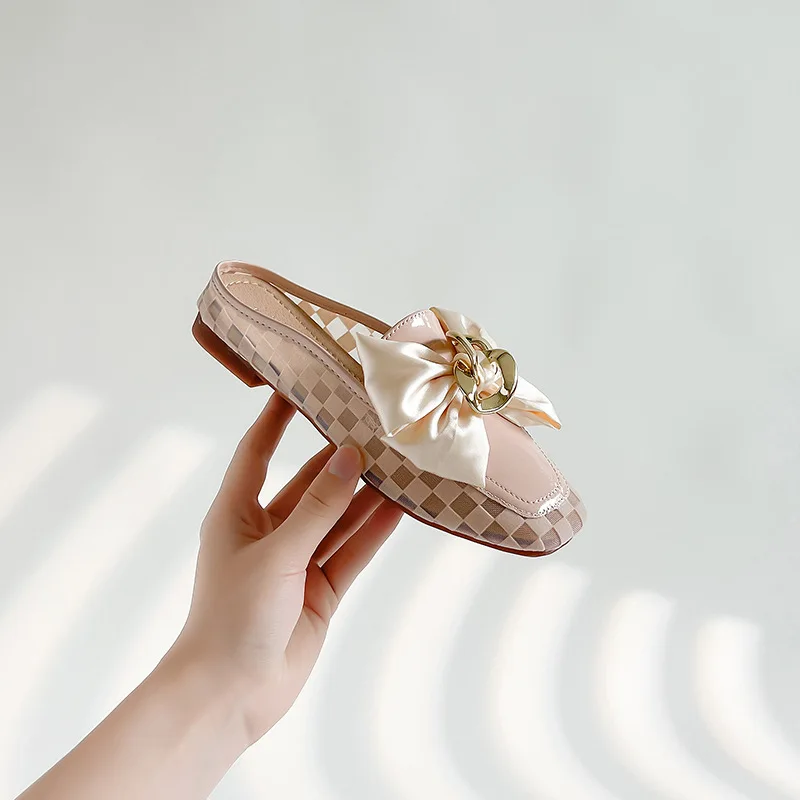 

Niche Design Sense 22Summer New Baotou Sandals Female Fairy Style Flat Bottom Personality Fashion Sandals Square Toe Shoes Mujer