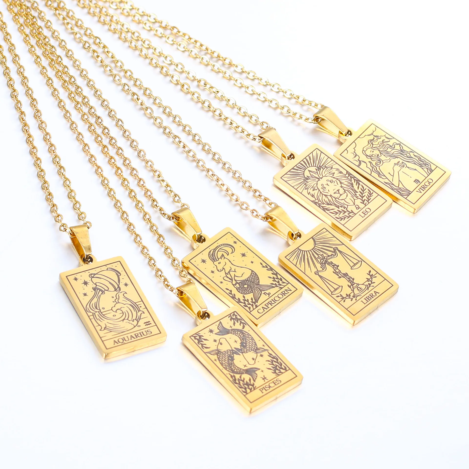 

New Original 12 Constellation Necklace for Women Men Fashon Stainless Steel Lettering 12 Constellations Pendant Necklaces Gifts