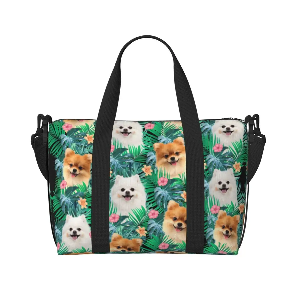 Изготовленная на заказ большая сумка для померанского шпица с летним листом