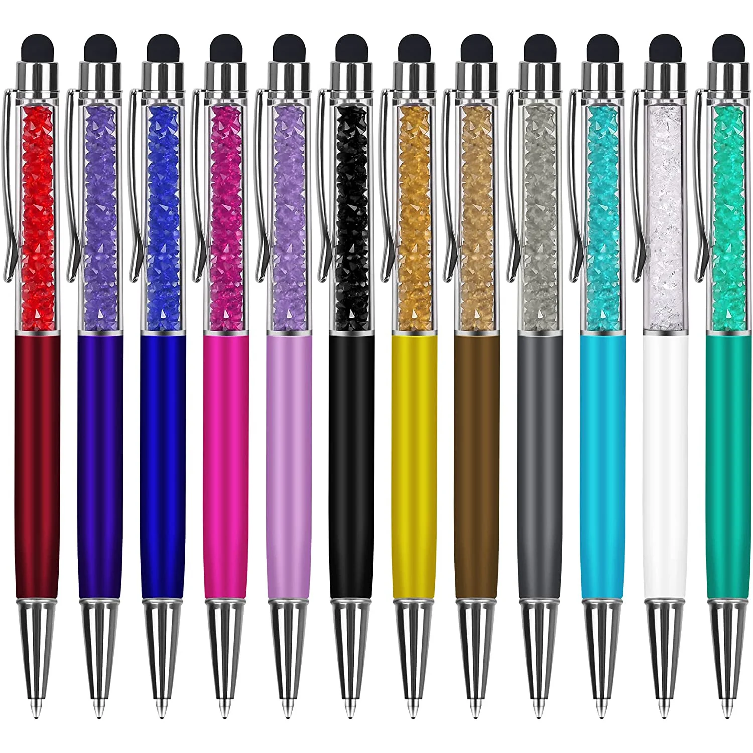 

Шариковые ручки с наконечником стилуса, 2 в 1 стилус с кристаллами и бриллиантами, выдвижная сенсорная ручка с блестками для экрана, офисные принадлежности