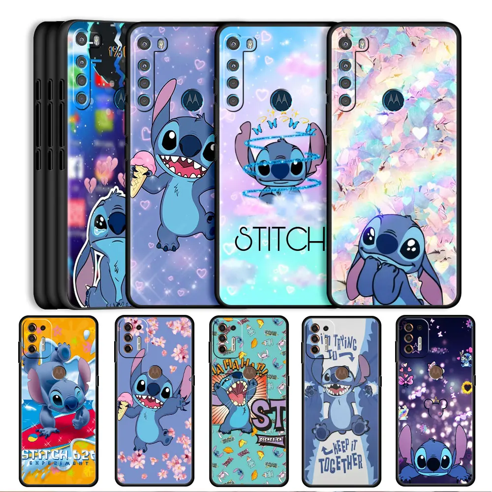 

Kawai Stitch Cartoon Case For Motorola Moto G30 G50 G60 G8 G9 Power One Fusion Plus E6s Soft Phone Coque Black Tpu Capas