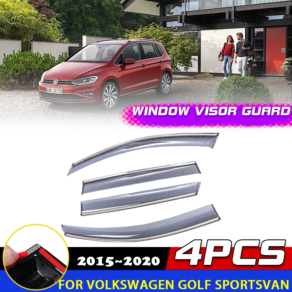 

Козырек для окон для Volkswagen VW Golf Sportsvan SV 2015 ~ 2020,2016 2017 2018 2019 дефлектор для вентиляции двери, защита от дыма, навесы, Солнцезащитный дождь, аксесс...