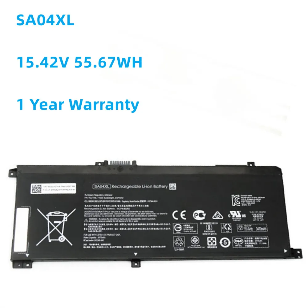 

SA04XL Battery for HP ENVY X360 15-dr0003TX 15-ds0000nc 15-ds0000ng 15-ds0000na 15-ds0000ur HSTNN-OB1G L43267-005 15.12V 55.67WH