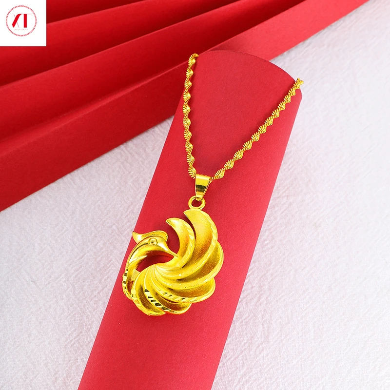 

Peacock Necklace Gold-plated 24K Wedding Vintage Phoenix Woman