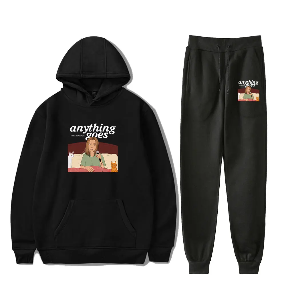 Emma Chamberlain Anything Goes Винтаж 90-х годов PULLOVER Модный комплект толстовок с капюшоном