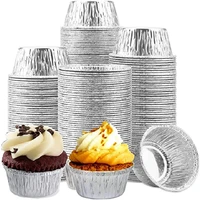 100pcs disposable aluminum foil heat resistant tart cups small cakes pudding tart stand tin foil cups muffin liners for baking