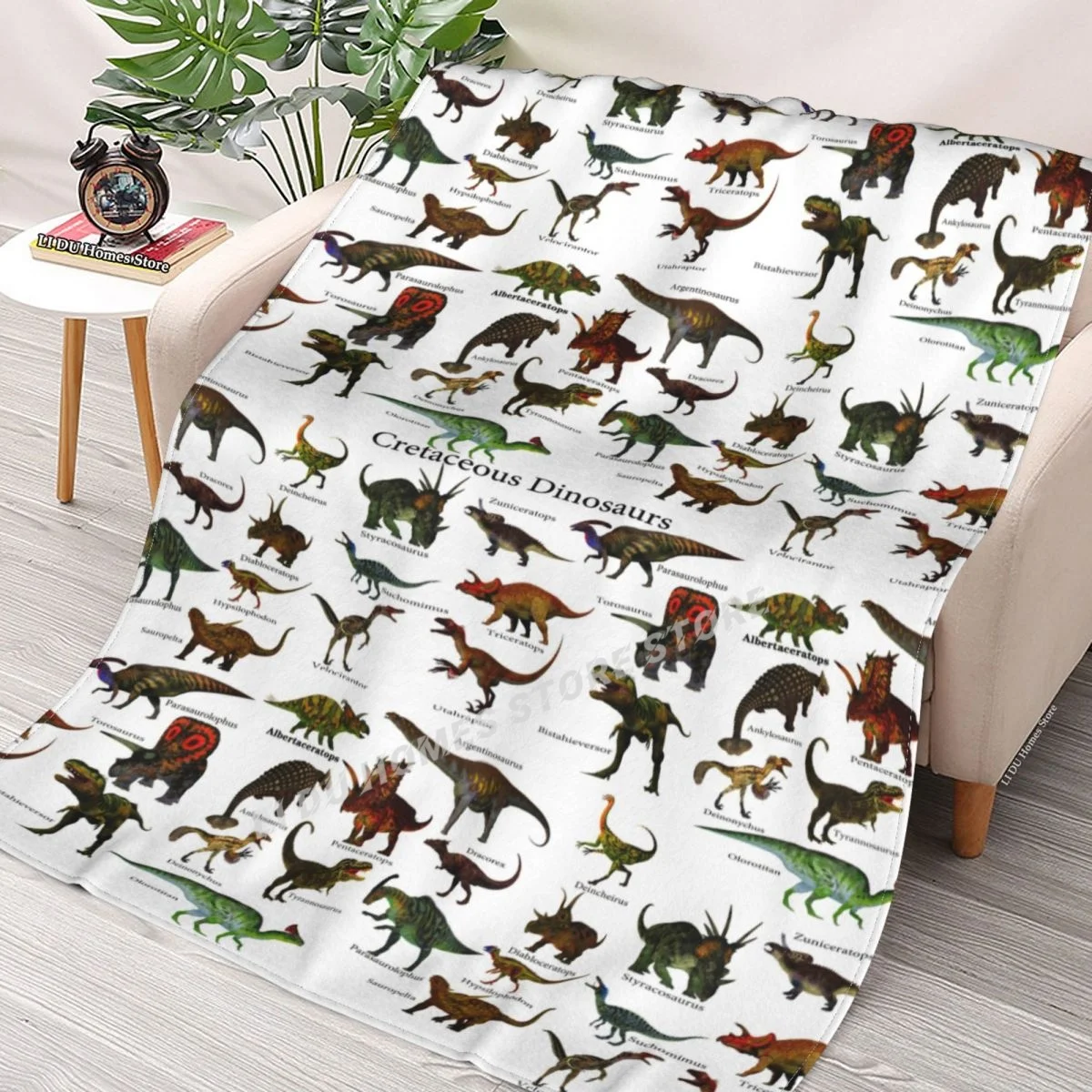 

Cretaceous Dinosaurs Throw Blanket flannel Collage Blanket Bedding soft Cover Bedspreads Blankets