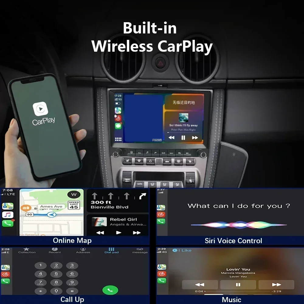 Фото Радио CHSTEK Odtwarzacz Wideo Samochodow Carplay для Porsche 911 997 Boxster Cayman 987 Мультимедийный плеер Qualcomm 4G Навигация №4