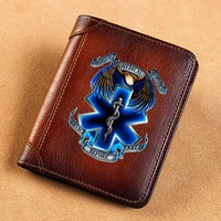 high quality genuine leather wallet emergency medical services service before self printing card holder male short purses bk516