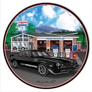

Flying a Gasoline Service Station Round Metal Tin Sign Suitable for Home and Kitchen Bar Cafe Garage Wall Decor Retro
