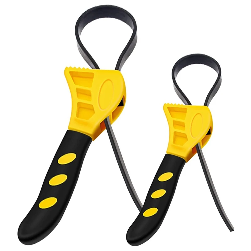 

2 Pcs Rubber Strap Adjustable Wrench Oil Filter Wrench Silicone Belt Jar Opener Wrench For Mechanics Plumbers Use