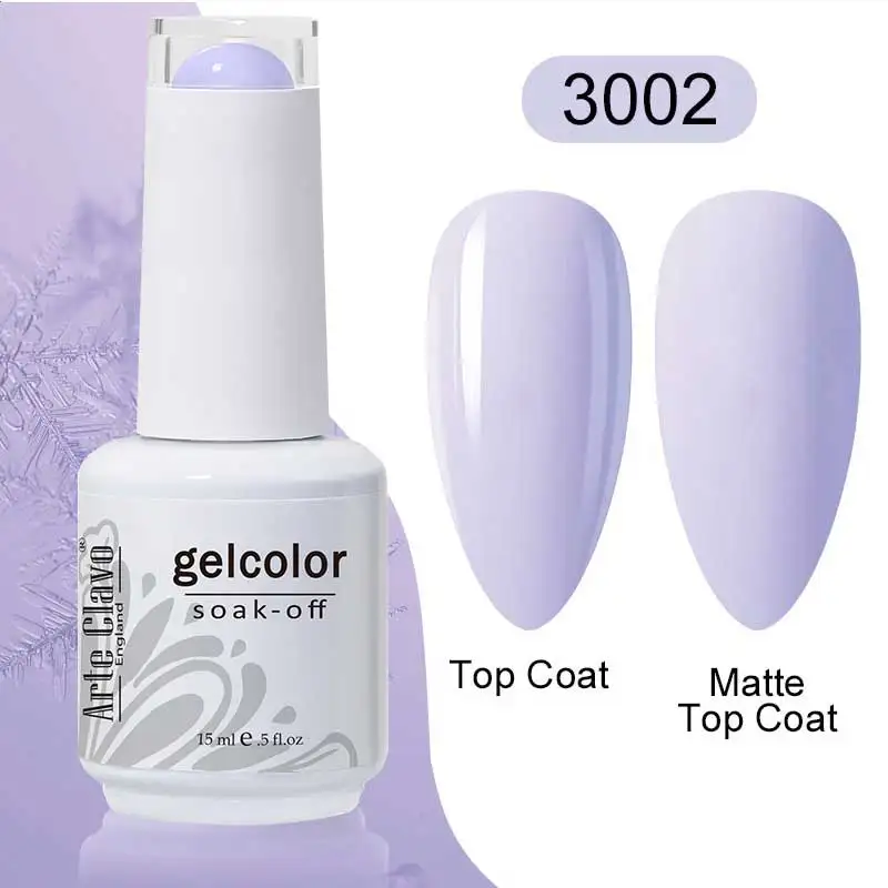 

Arte Clavo 15ml Nail Gel Polish Soak Off UV LED Gel Varnish Matt Effect Top Base Coat 344 Colors Nail Art Home Use DIY Manicure
