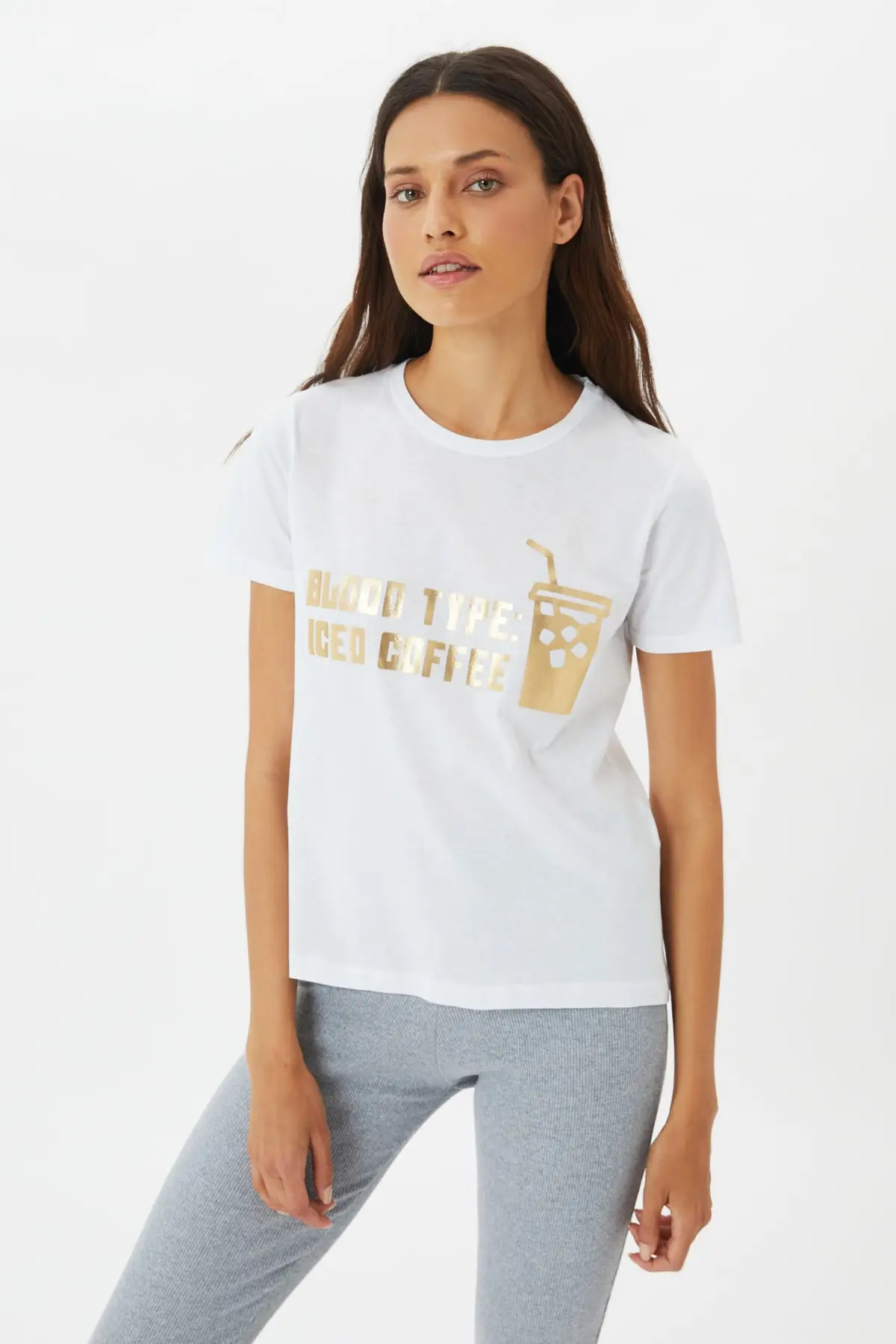 

Trendyol Foil Printed Basic Knitted T-Shirt TWOSS21TS0609