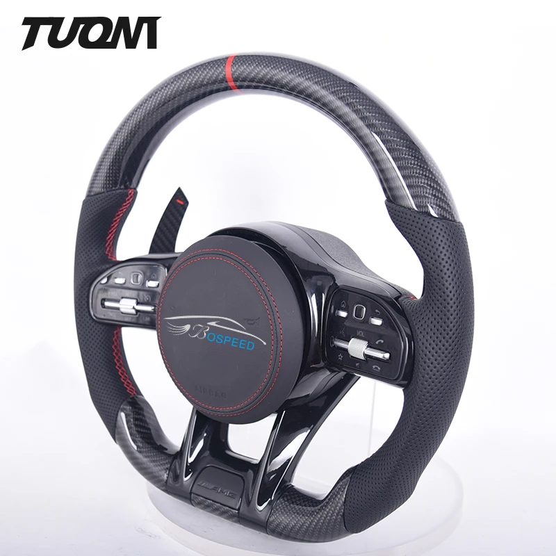 

Perforated Leather Carbon Fiber A45 W205 W166 W716 W204 Glc Gle Steering Wheel For Benz