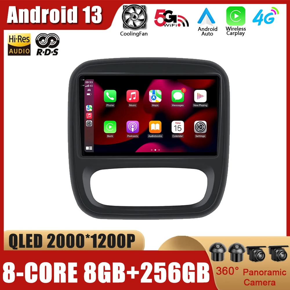

Автомобильный мультимедийный плеер, автомагнитола 9 дюймов на Android 13, с GPS, для Renault Trafic 3, 2014-2021, Opel Vivaro B, 2014