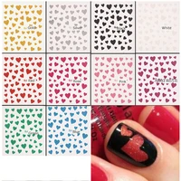 10pcslot sweet heart 3d nail sticker gold silver black sexy red nail decal with glitter powder