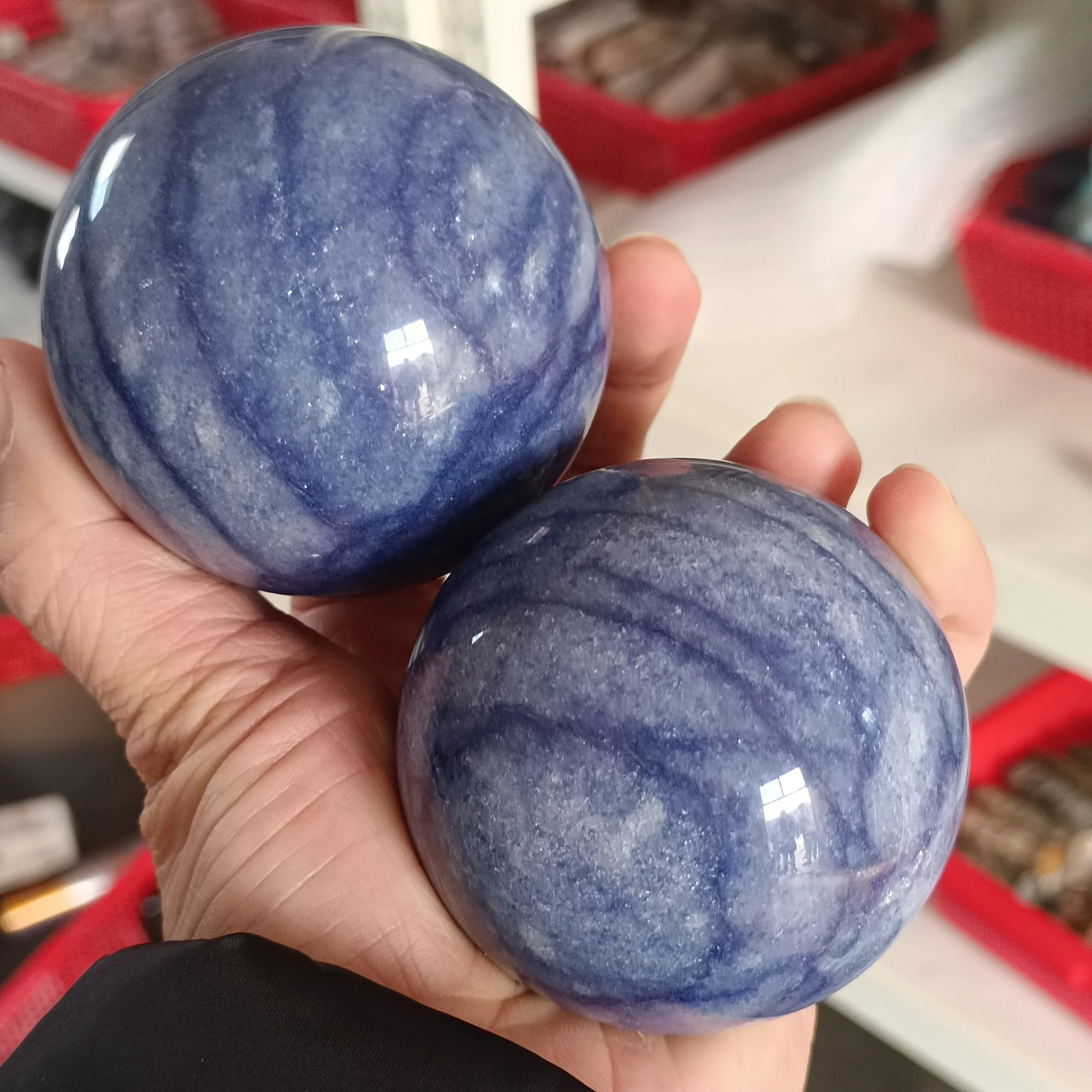 

Natural Blue Dongling Stone Ball Crystal Quartz Energy Gem Home Office Decoration Gift Mineral Spirit Healing