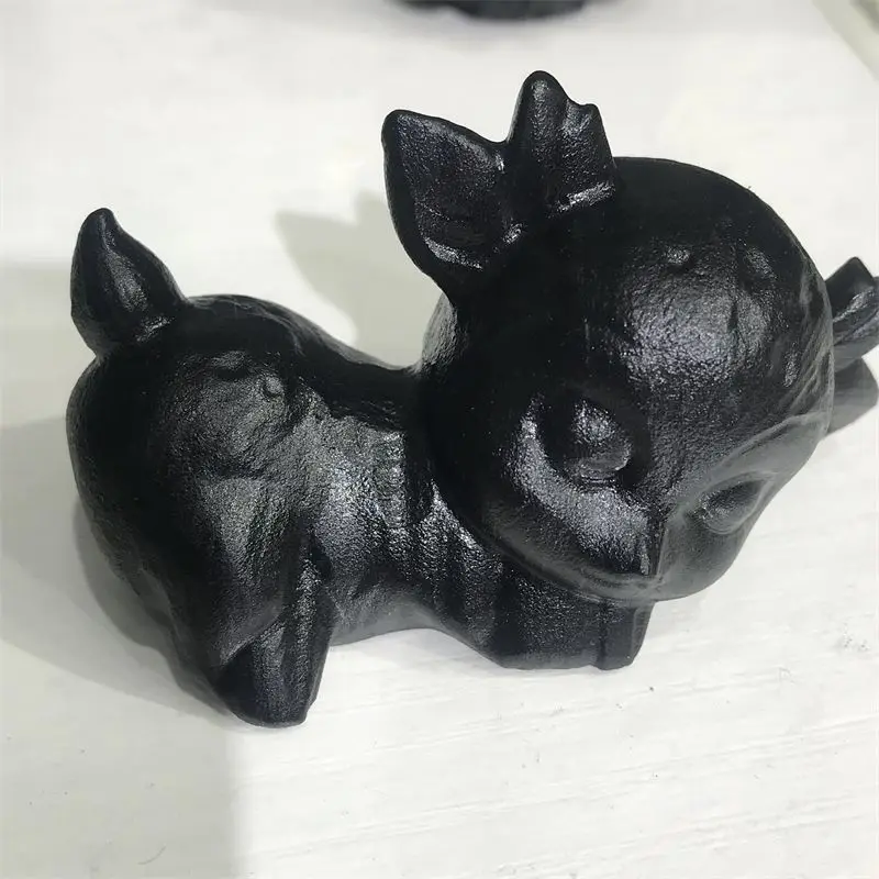 

1PC natural obsidian quartz carved lovely plum deer natural stone mineral crystal healing gem home decor