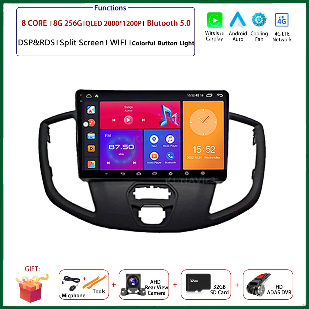 

Android 15 беспроводной Carplay e Auto WIFI + 4G для Ford Transit 2015 2016 2017 2018, авторадио lettore, видео, мультимедиа, стерео