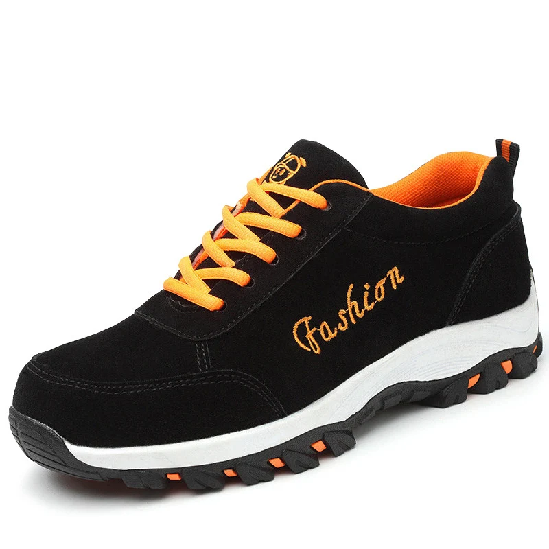 

new fashion mens large size steel toe cap work safety shoes soft leather sneakers building site worker security boots protection