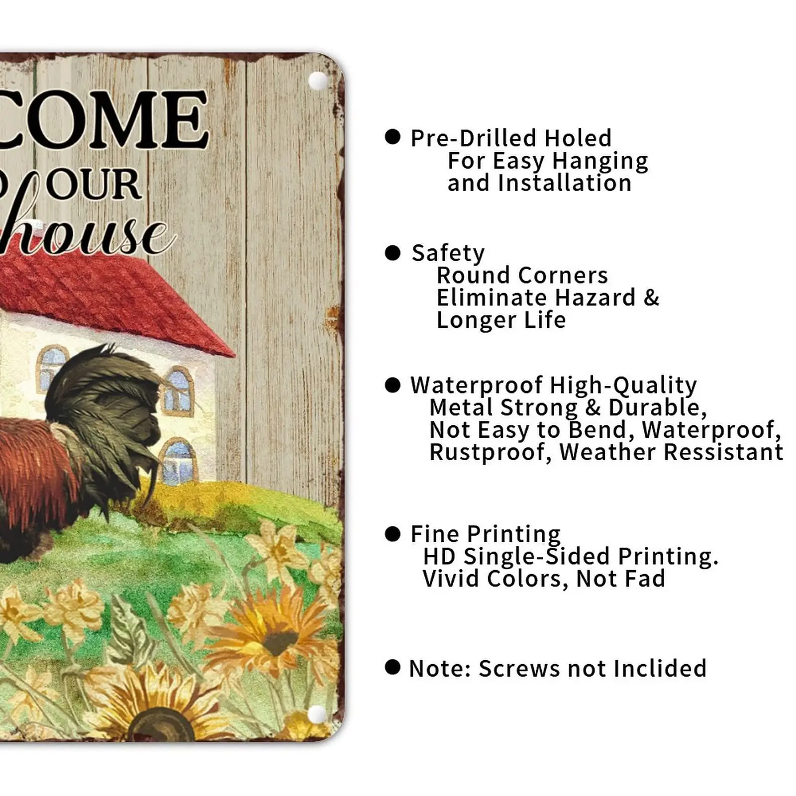 Добро пожаловать в наш фермерский жестяной знак петух Подсолнух пища уникальный