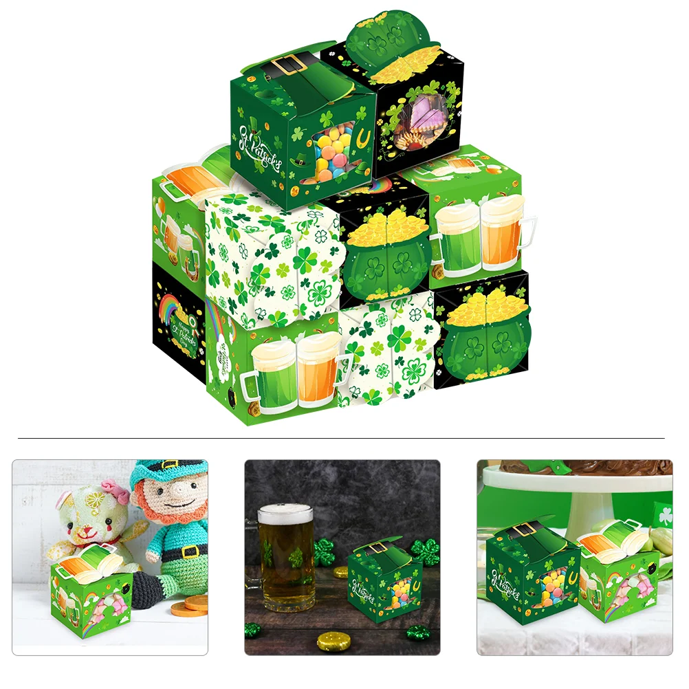

12pcs St. Parker's Day Candy Storage Boxes Exquisite Dessert Cases (Green)