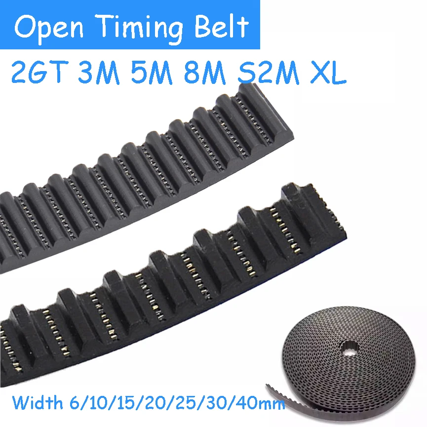 1 метр открытый ремень ГРМ 2GT 3 м 5 8 S2M XL ширина 6/10/15/20/25/30/40 мм черный полиуретан со