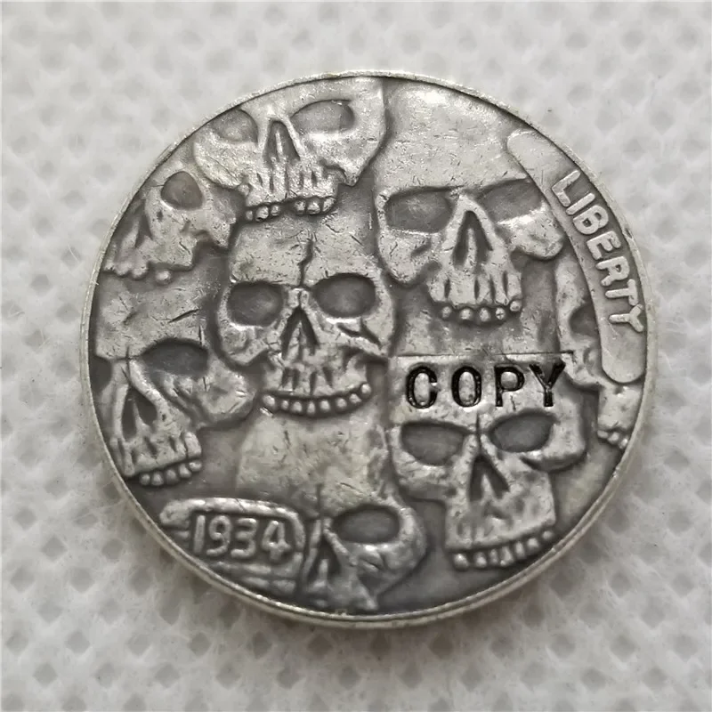 Hobo Nickel Coin_Type # 42_1934-D НИКЕЛЬНАЯ МОНЕТА BUFFALO КОПИЯ Карманные монеты для вызова
