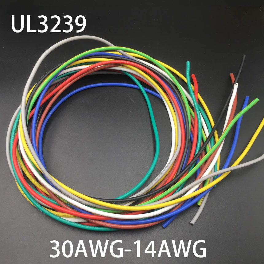 22AWG UL3239 3kV 200C коричневая черная белая Обмотка из луженой меди силиконовой резины Изолированная Многожильная оплетка стандартный провод кабель Шнур