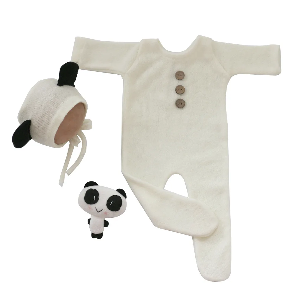 

3PCS Knitted Baby Hat Romper Doll Set Newborn Photography Props Photography Clothing Outfit Infants Photo Shooting Clothing