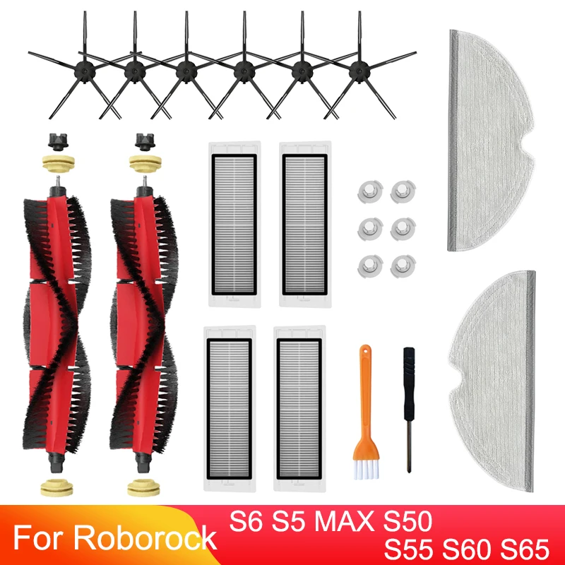 

For Xiaomi Roborock S5 S502-00 S502-02 S5 Max S6 S6 MaxV S6 Pure E4 E5 Robot Vacuum Spare Parts Mop Main Side Brush Hepa Filter