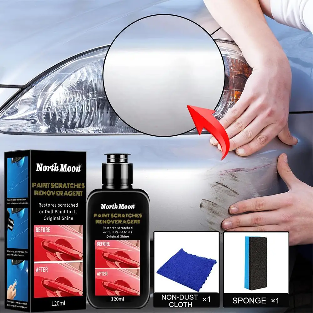 

120ml Car Scratch Remover Auto Scratches Repair Tool With sponge and cloth Car Paint Cleaner Polishes Set Car Care Accessories