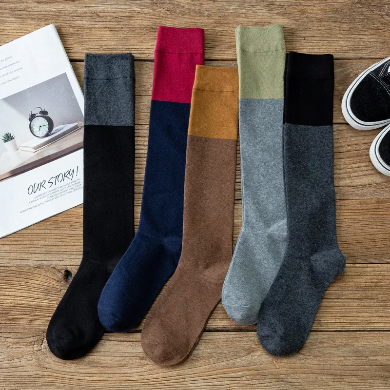 

Retro Kawaii Street Woman Clothes Calf Socks Literature and Art Harajuku Color Matching Academic Style Japanese High Tube Socks