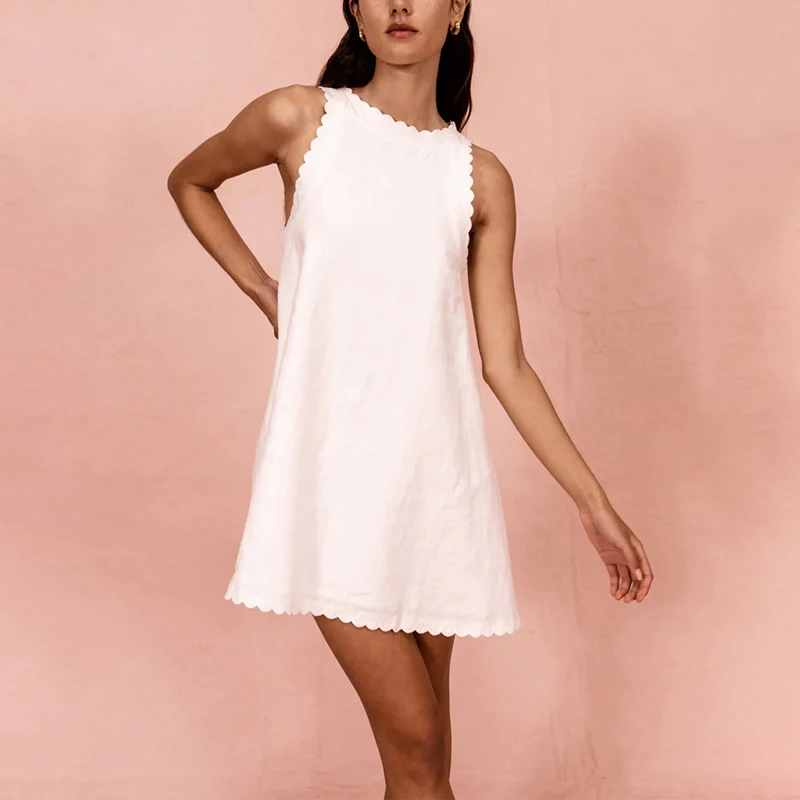 

Шикарные элегантные платья для женщин, летнее повседневное милое пляжное черно-белое мини-платье без рукавов в стиле бохо, женское платье