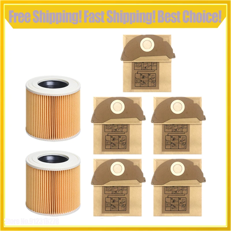 

Hepa Filters Dust Bags for Karcher WD2.250 WD2250 A2004 A2054 MV2 WD2 Vacuum Cleaner Bags Replacement Spare Parts Accessories