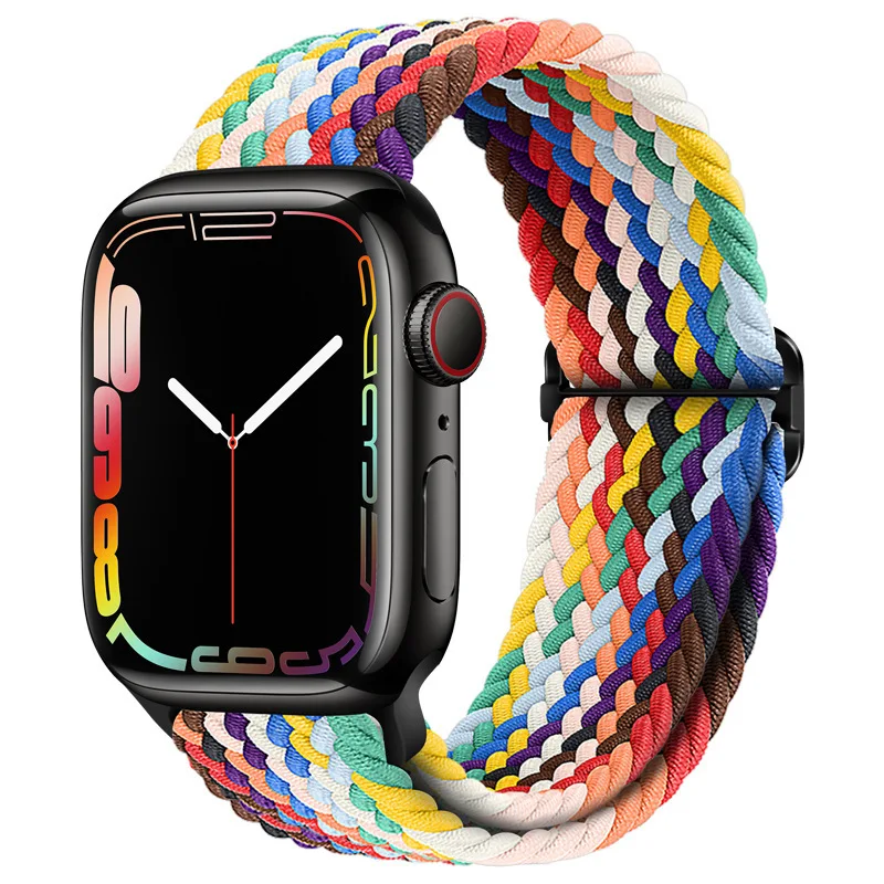 Suitable for Apple Watch 49mm45mm44mm42mm Leisure Nylon Woven Elastic Integrated Sliding Buckle Wristband