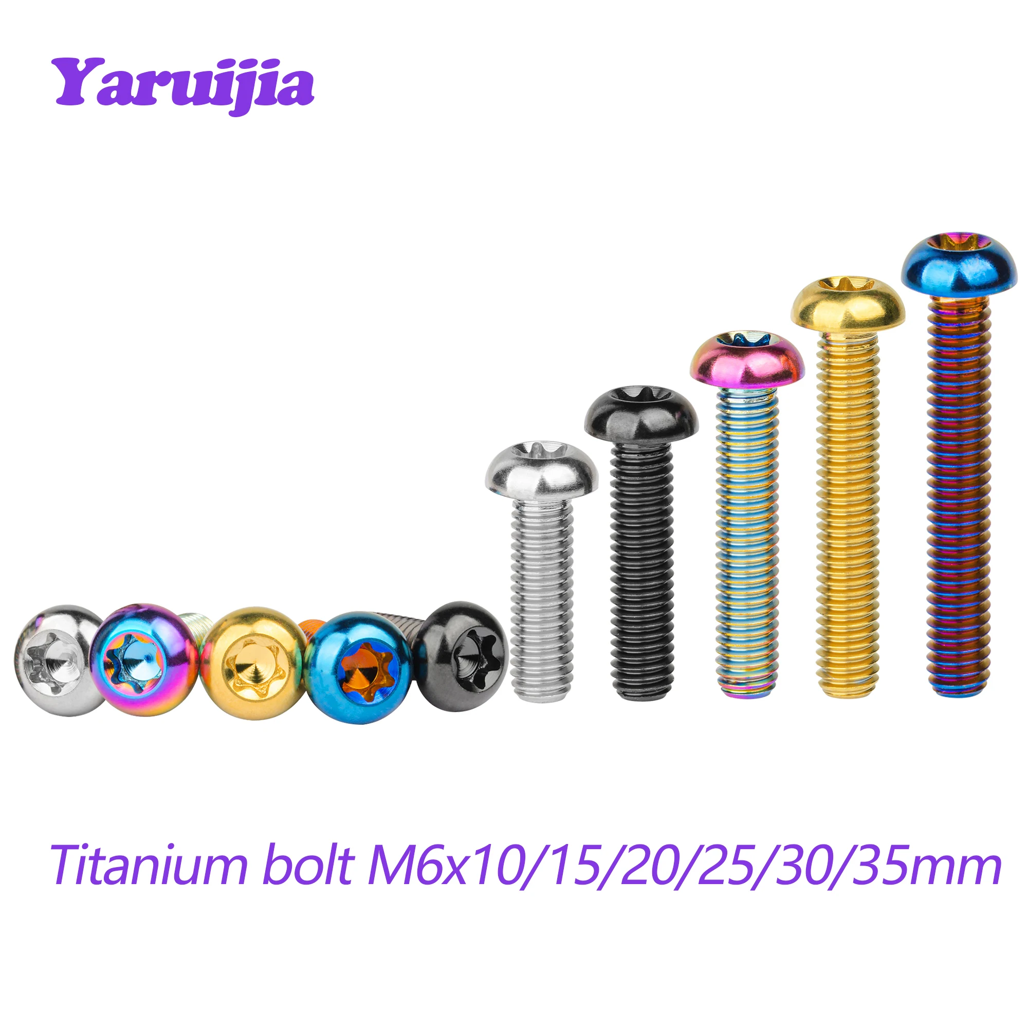 

Титановые болты Yaruijia M6x10/15/20/25/30/35 мм, полукруглые винты T30 с звездообразной головкой для мотоцикла, велосипеда, аксессуары для модификации