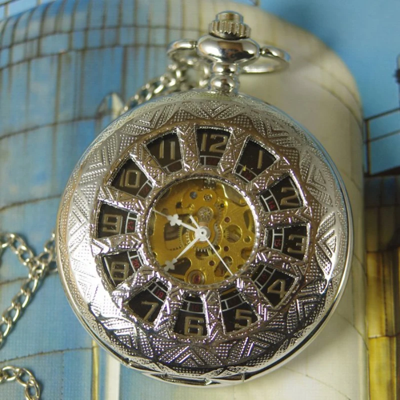 

Drop Shipping Hand Wind Mechanical Pocket Watch Chain Mens Antique Necklace Steel Steampunk 2022 Watches