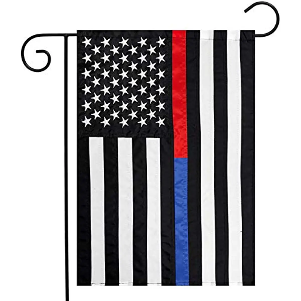 

New Thin Blue & Red Line Applique Garden Flag Police Fire 12.5" x 18"