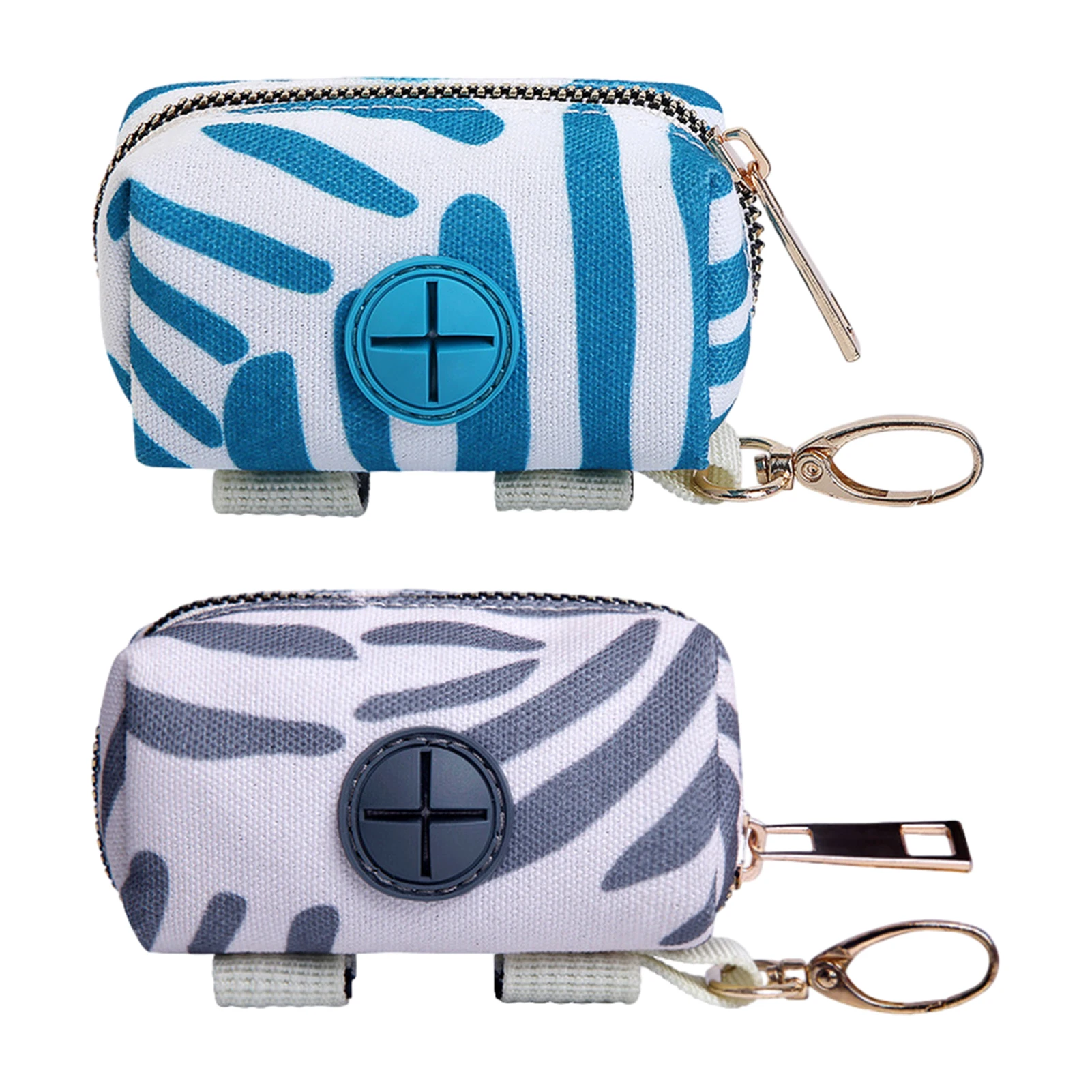 

2pcs Smooth Zipper Sturdy Lightweight For Leash With Carabiner Clip Hiking Portable Poop Bag Holder Walking Pets Oxford Fabric