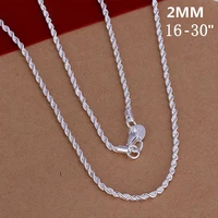 linjing 925 sterling silver 2mm 1618202224262830 inch twist rope chain necklaces for woman men fashion jewelry gift