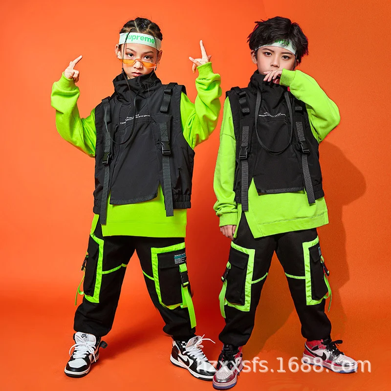 

Hip hop suit boys' autumn and winter jazz dance clothes children's foreign style sweater hip hop girls' trendy performance