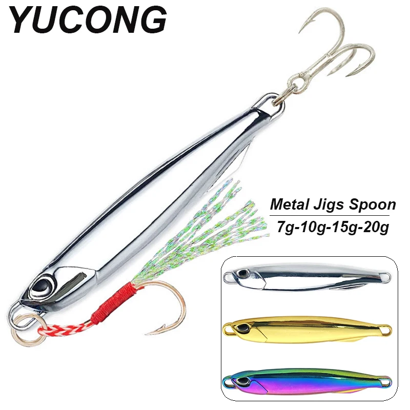 

YUCONG 1PC Metal Casting Jigs 7g-10g-15g-20g Shore Drag Cast Jigging Bait Trolling Spoon Fishing Lure Hard Wobbler leurre peche
